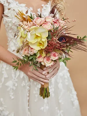 Bruidsboeket-pauwenveer