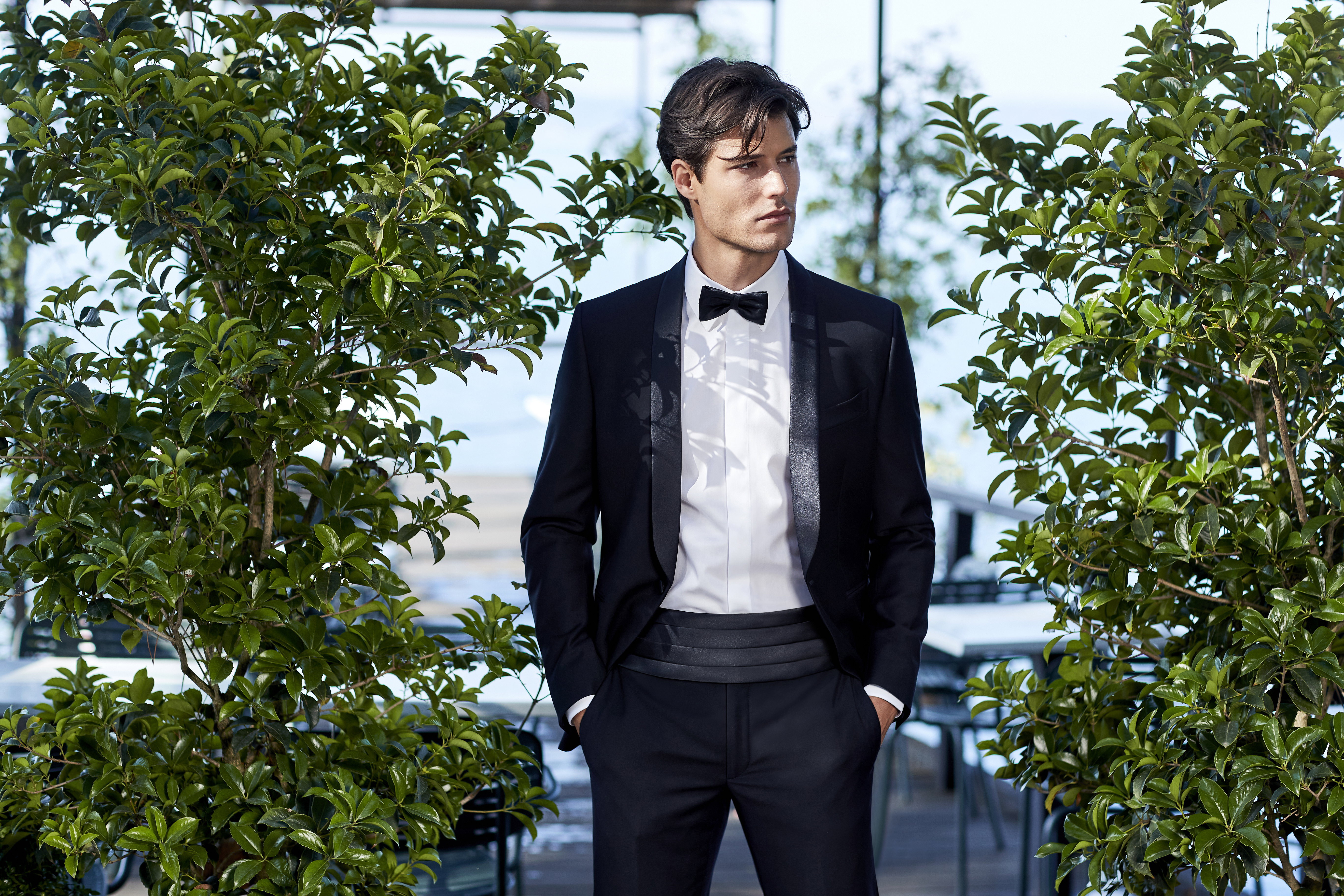 Man in smoking, black tie.