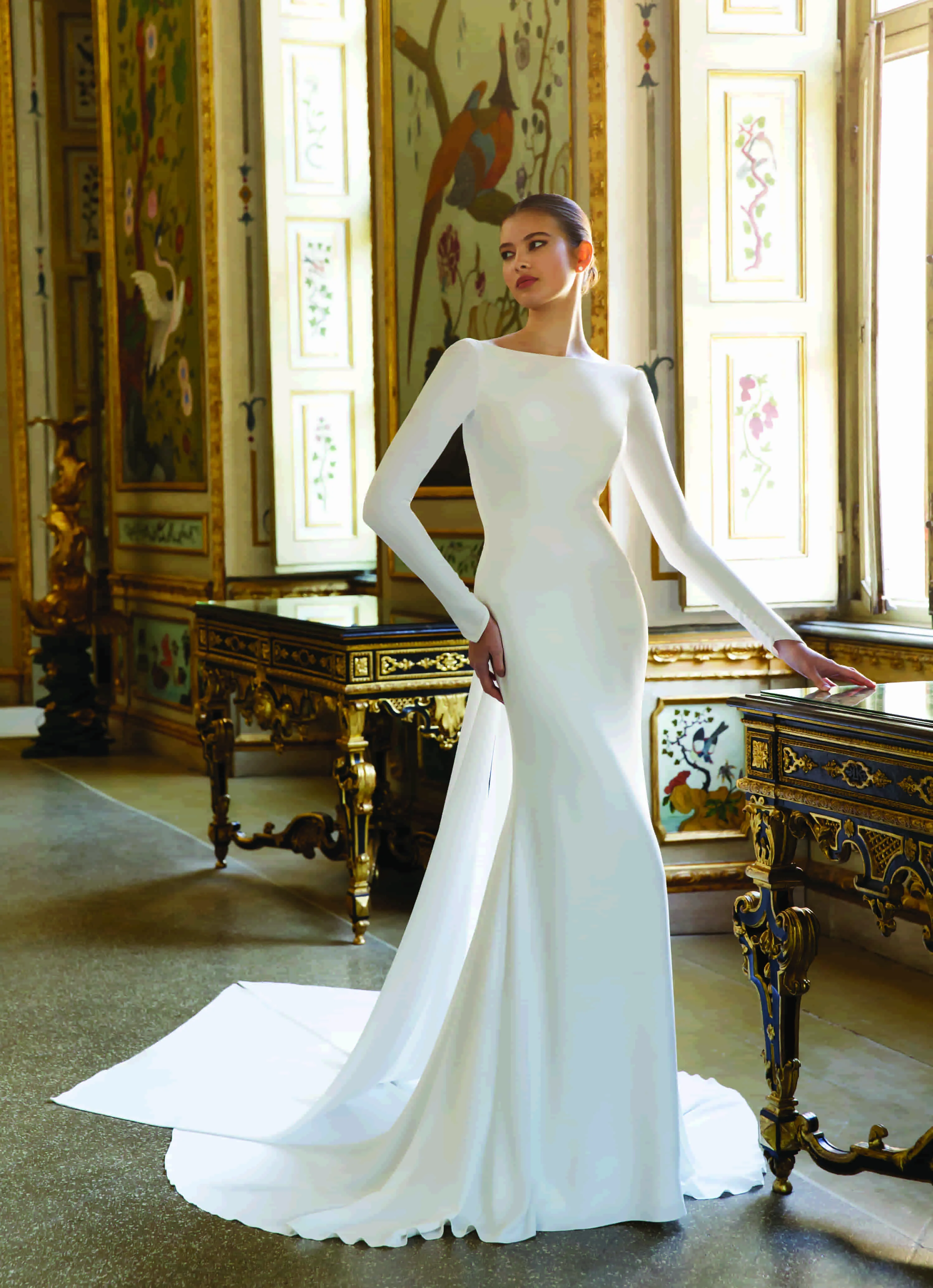 Bruid in haar bruidsjurk