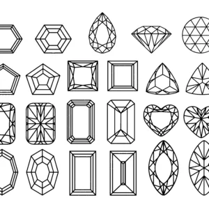 De verschillende vormen waarin diamanten geslepen kunnen worden. 