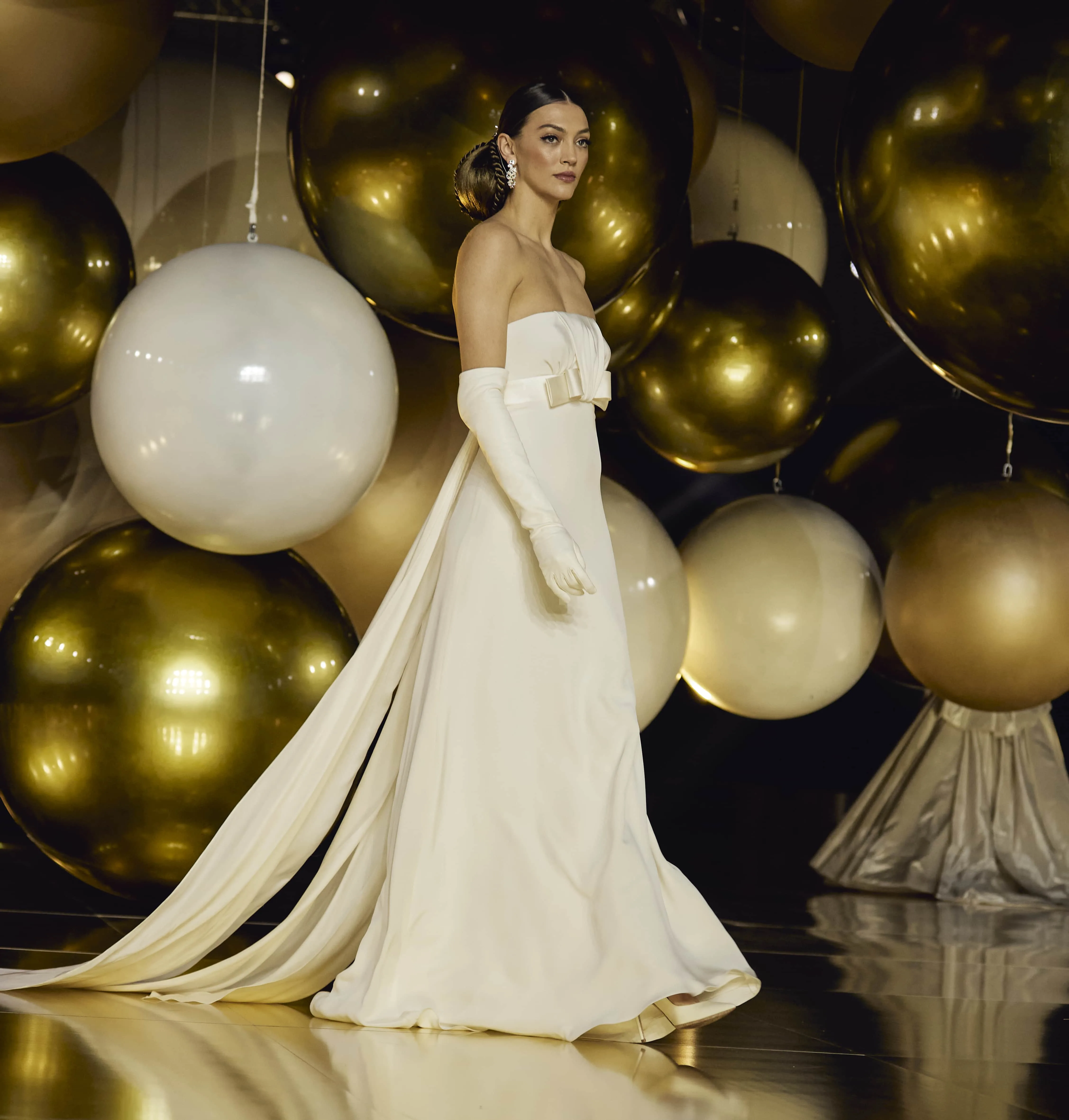 Een bruid in haar bruidsjurk