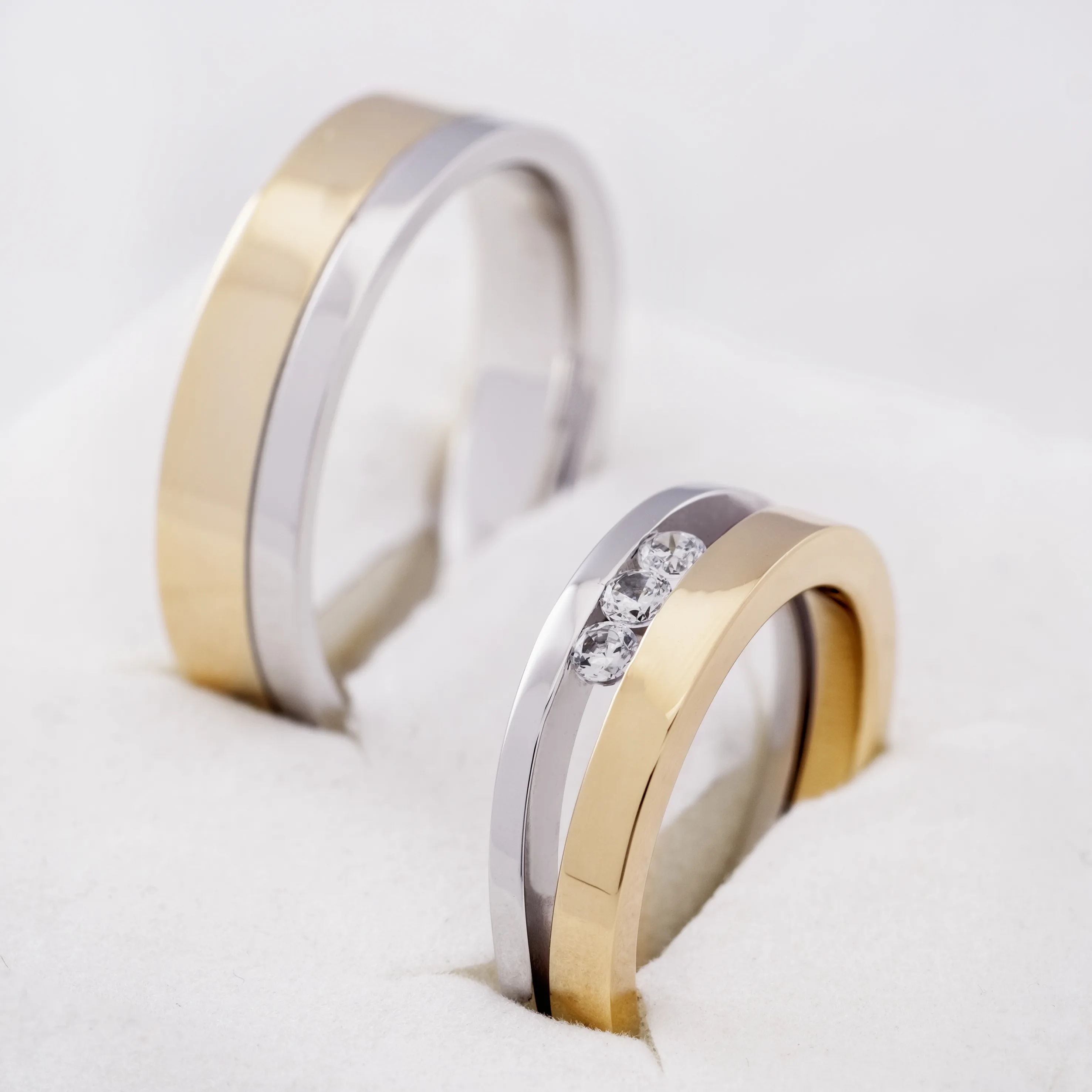 Zilver en goud trouwring