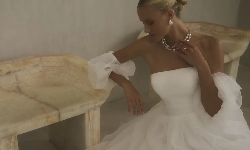 Witte trouwjurk van Casablanca met losse mouwen